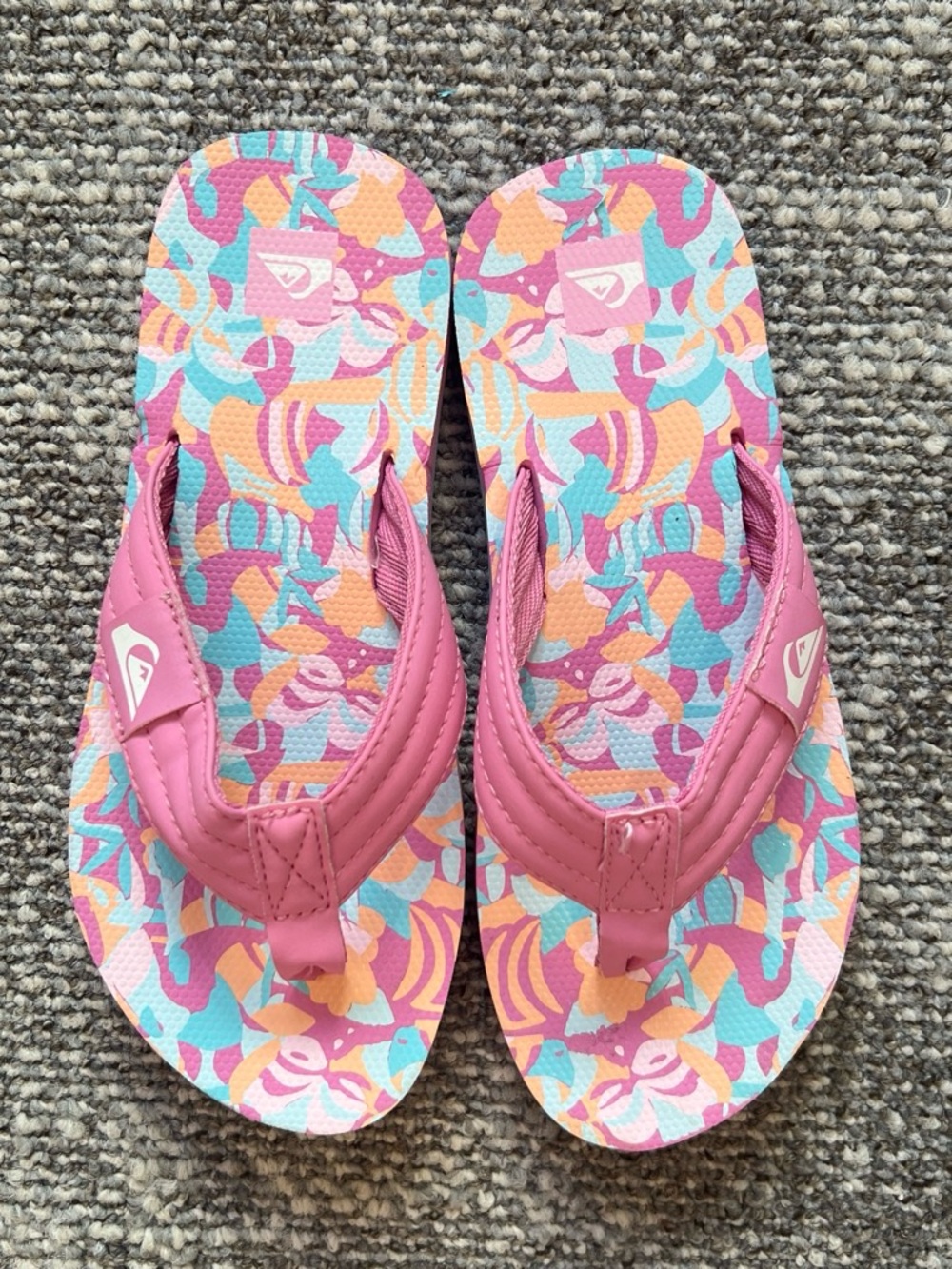 Quiksilver Kids Pink Multicolor Patterned Flip Flops